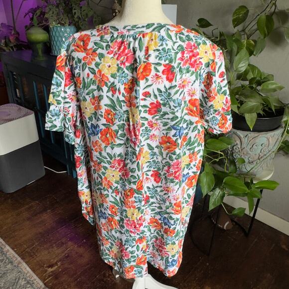 Caffe Marrakesh Floral Flowy Short Sleeve Blouse Brightly Colored 2X - Picture 5 of 10